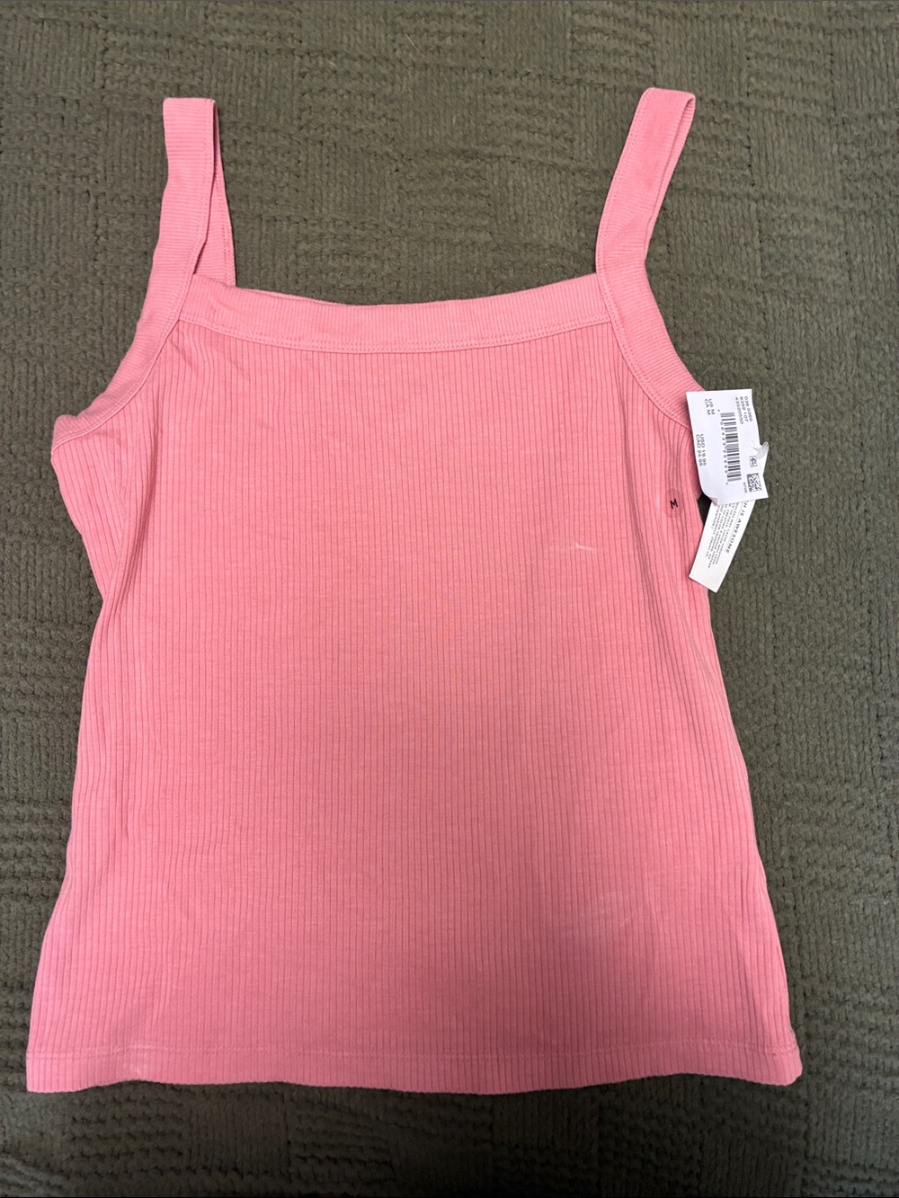 American Eagle Outfitters Ribbed Pink Square-Neck Tank Top
